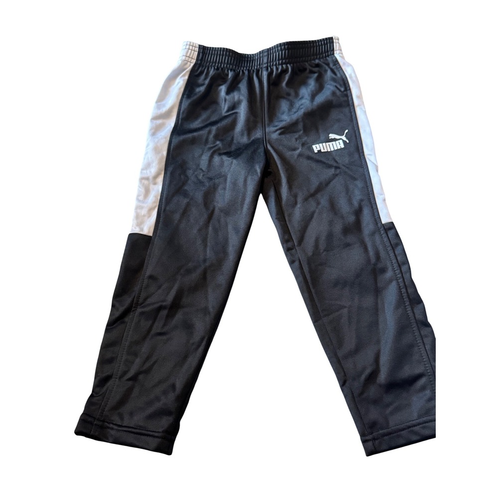 Puma Boys Black White Side Stripe Athletic Track Pants Joggers Size‎ 4T